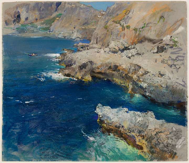 Cliffs at Capri, with a Fishing Boat